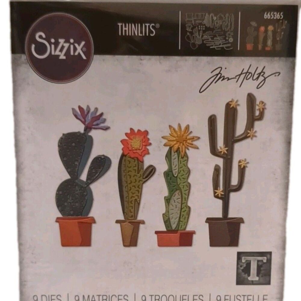Sizzix Tim Holtz Thinlits Funky Cactus Die Set 665365 NEW Succulent Flower